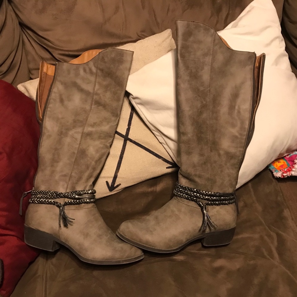 Knee high grey boots